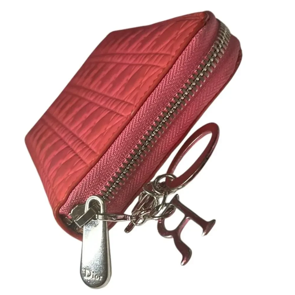 Dior Pink Patent Leather Cannage Quilted Zip Around Wallet 2016